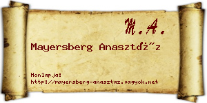 Mayersberg Anasztáz névjegykártya